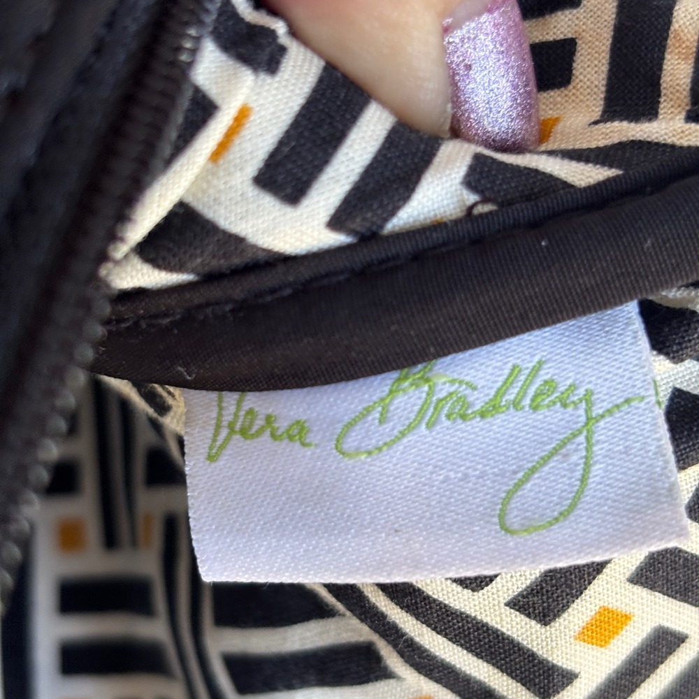 Vera Bradley Black Quilted Microfiber Hipster Crossbody Bag Messenger Purse - Picture 9 of 11